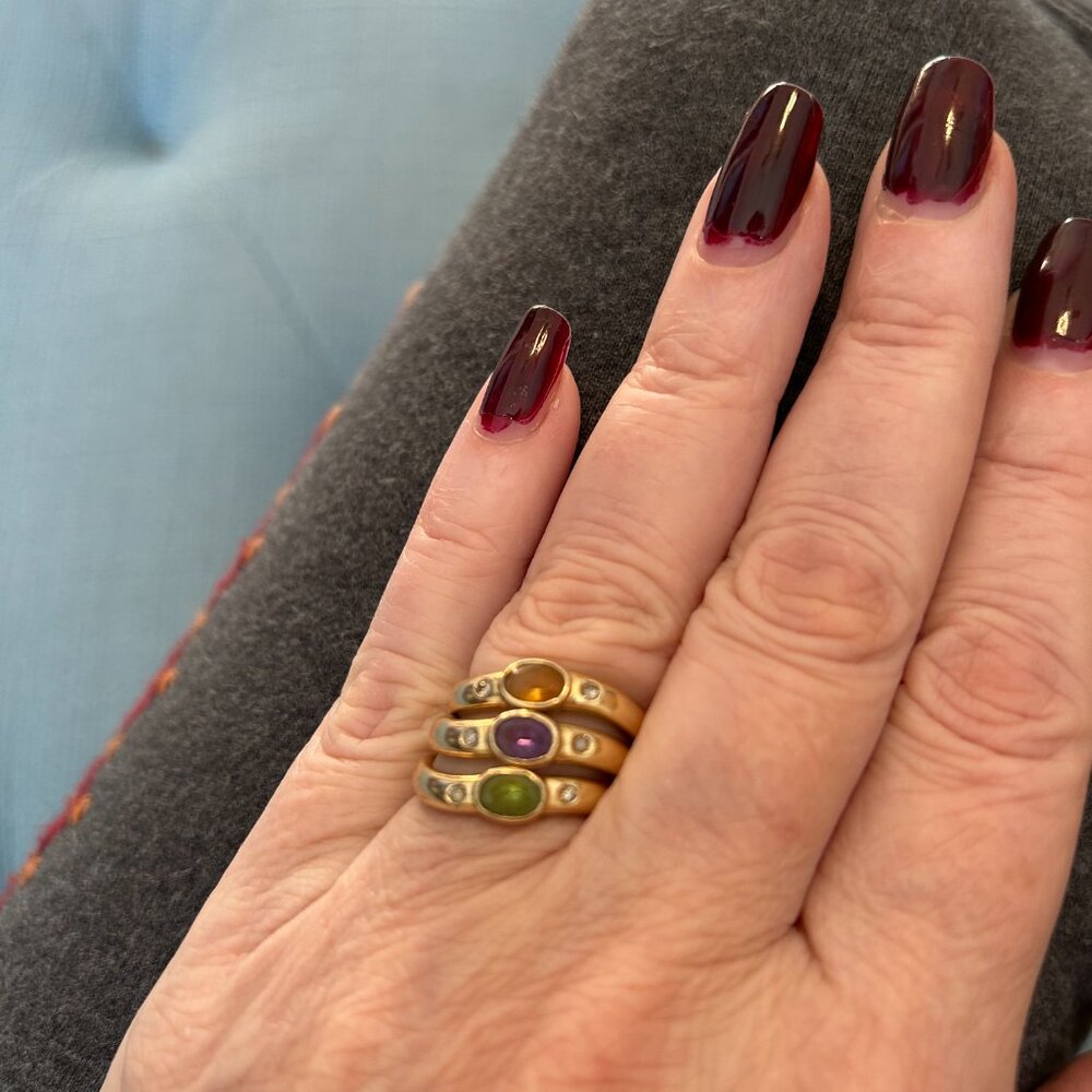 Vintage 14k Gold Stack Rings with Gemstones - Picture 7 of 10